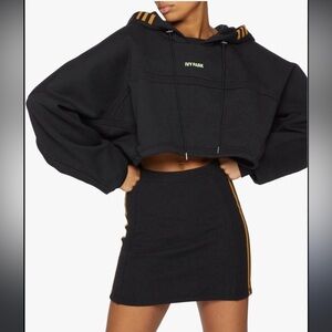 Adidas Originals Ivy Park Cutout Hoodie Dress Crop Limited Edition Black